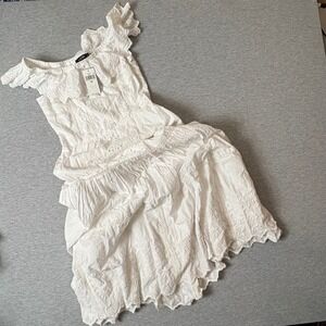 Lauren Ralph Lauren White Eyelet Off Shoulder Midi Dress